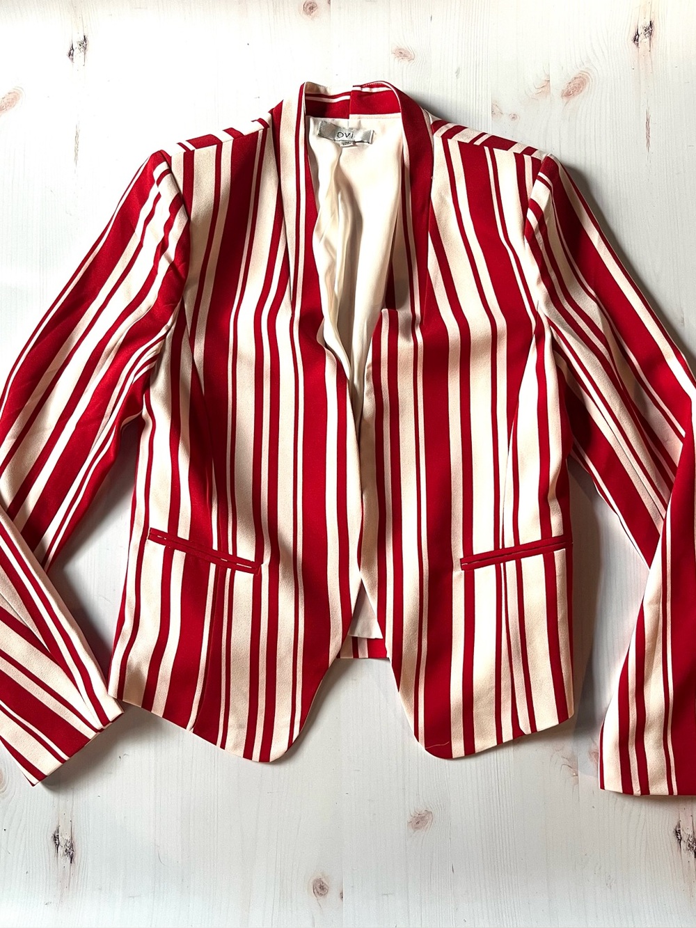 Striped Red & white Women's Blazer Jacket